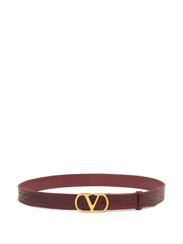 Valentino Garavani Vロゴ シグネチャー レザーベルト | レッド