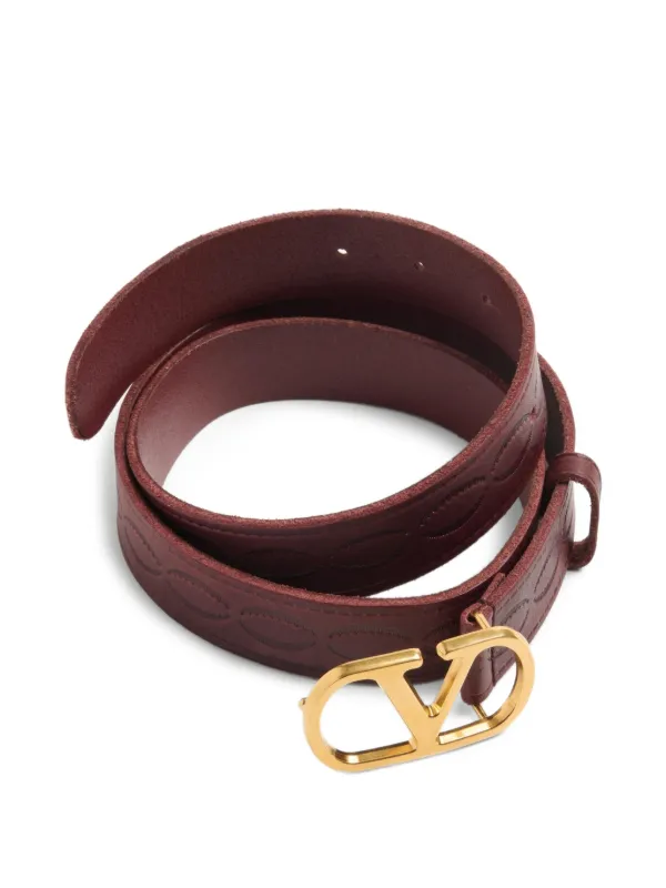 正規品 ヴァレンティノガラバーニ ベルト Belt シグネチャー Vロゴ 赤 Vロゴ シグネチャー シャイニーカーフスキン リバーシブルベルト 30mm