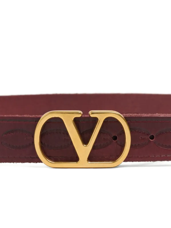 Valentino Garavani Vロゴ シグネチャー レザーベルト | レッド