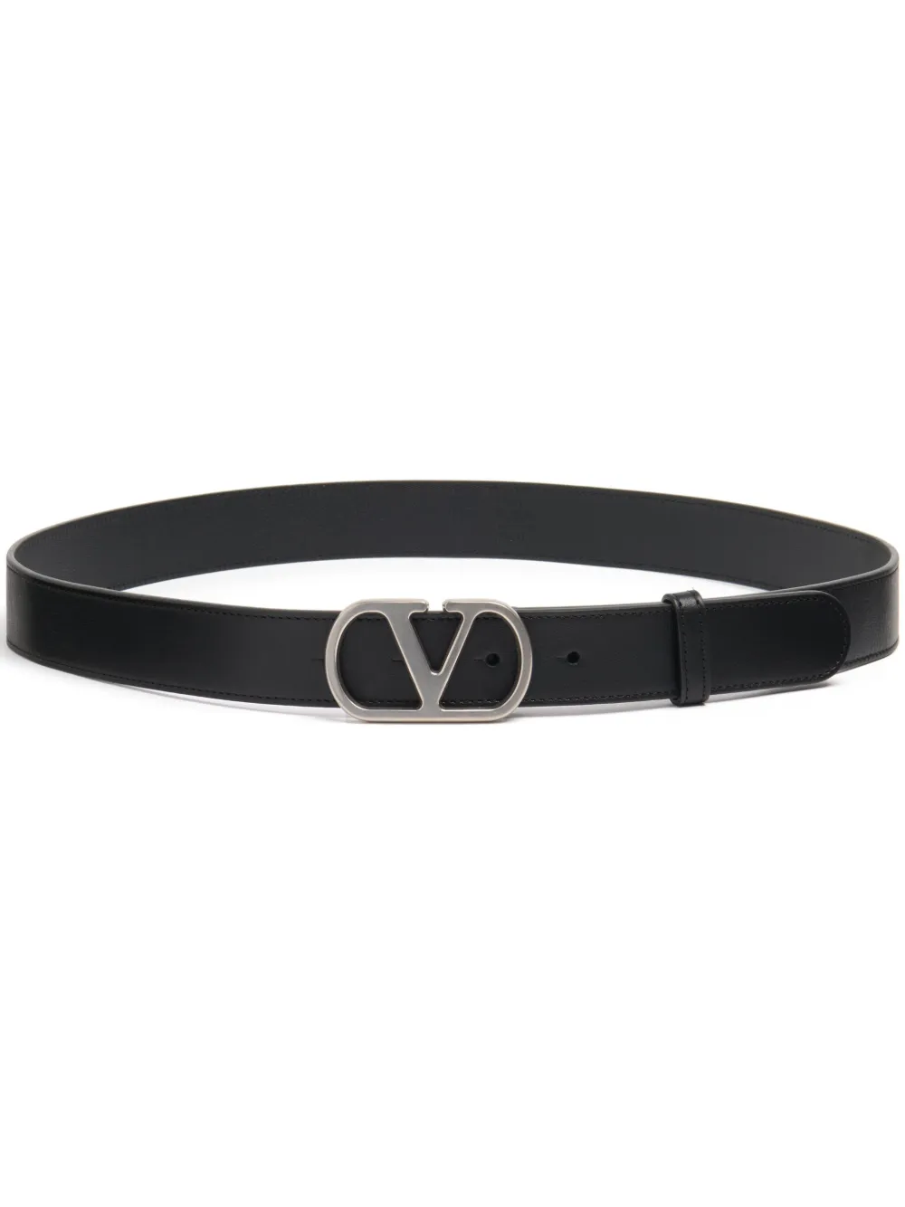 Valentino Garavani Vlogo Signature Belt In Shiny Calfskin 30 Mm In Schwarz