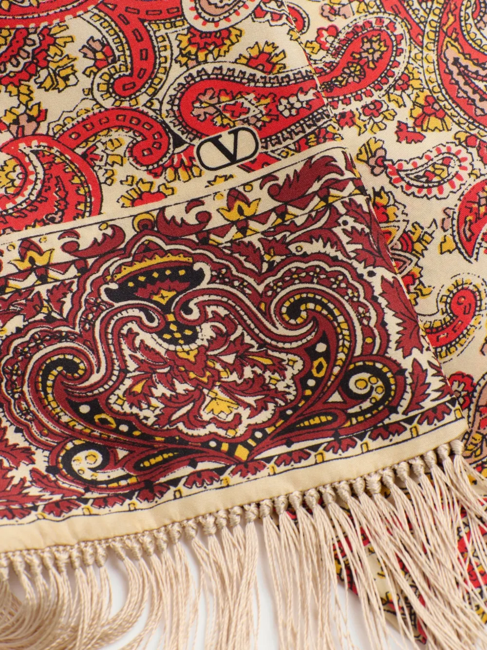 Valentino Garavani Voyage Imaginaire zijden bandeau sjaal Beige
