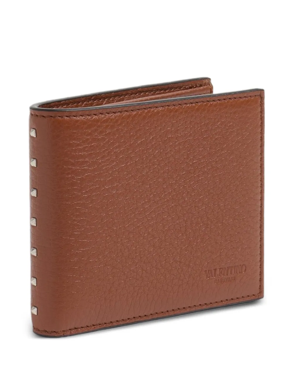  Valentino Garavani Rockstud Leather Wallet - Brown 