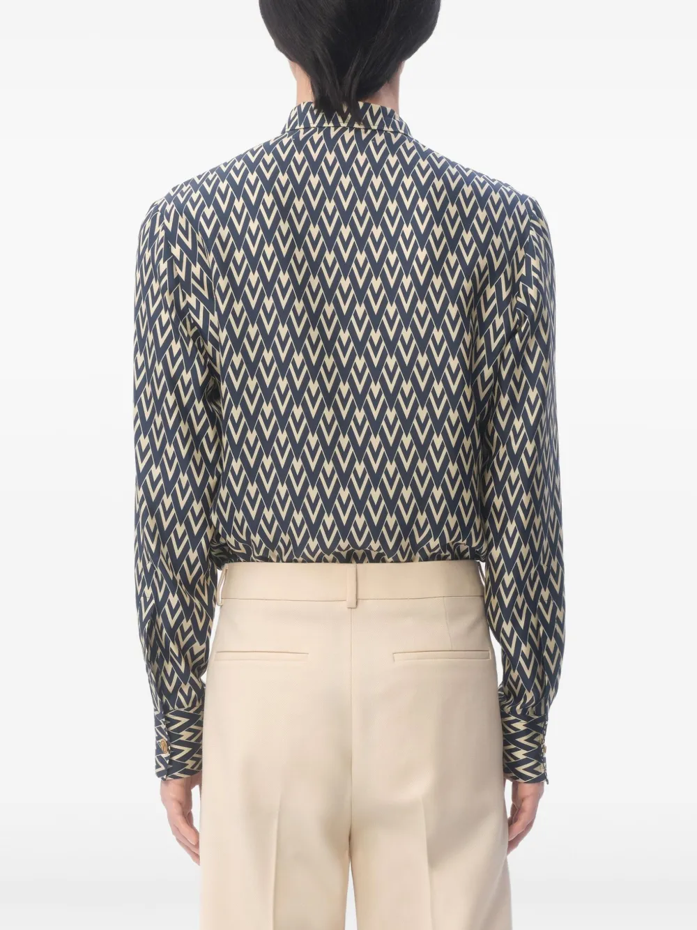 Toute La V-print silk shirt