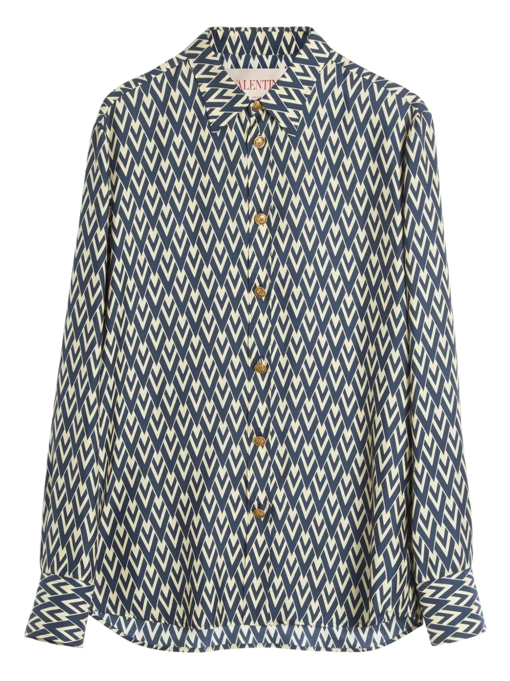 Valentino Garavani トゥッタラ V シルクシャツ - ブルー Valentino Garavani トゥッタラ V シルクシャツ - ブルー