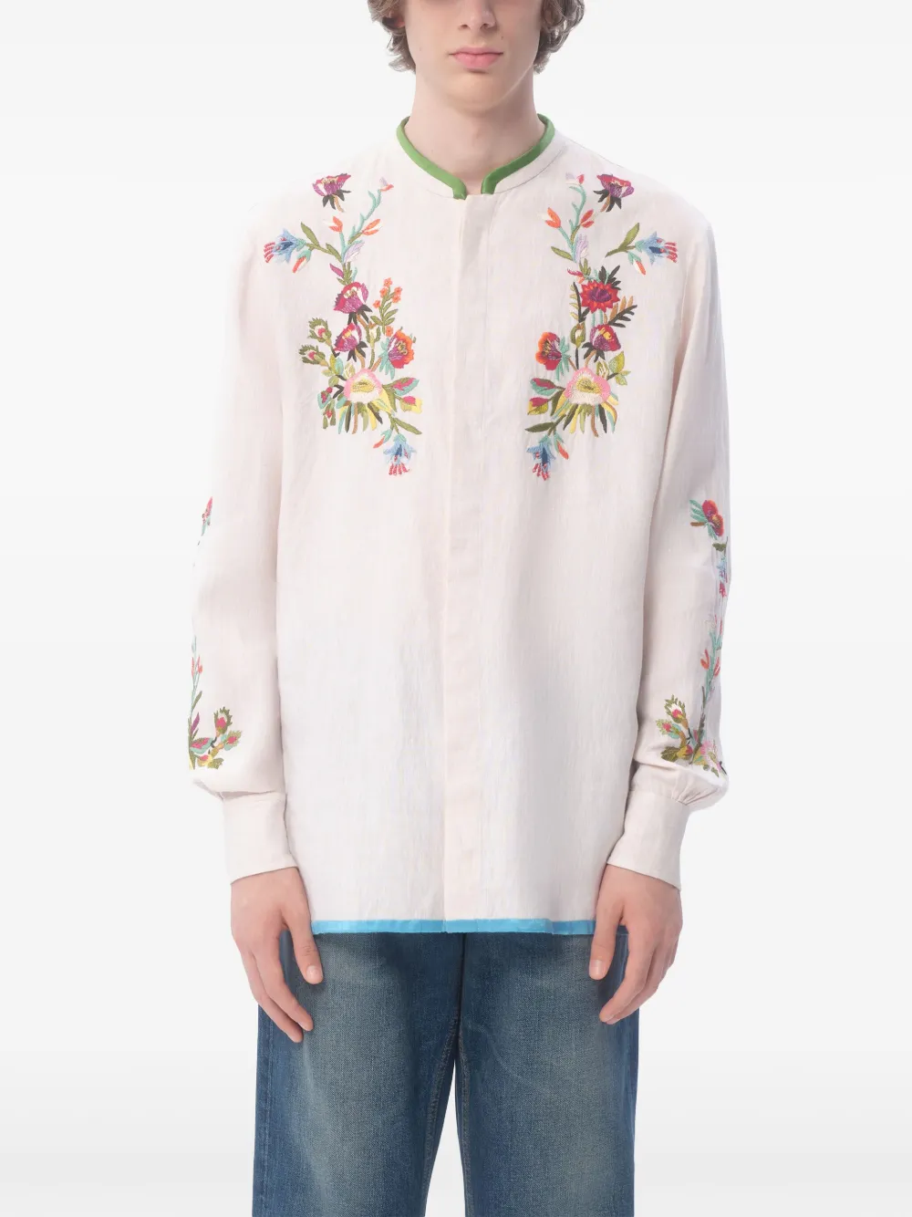 Valentino Garavani Overhemd met geborduurde bloemen Wit