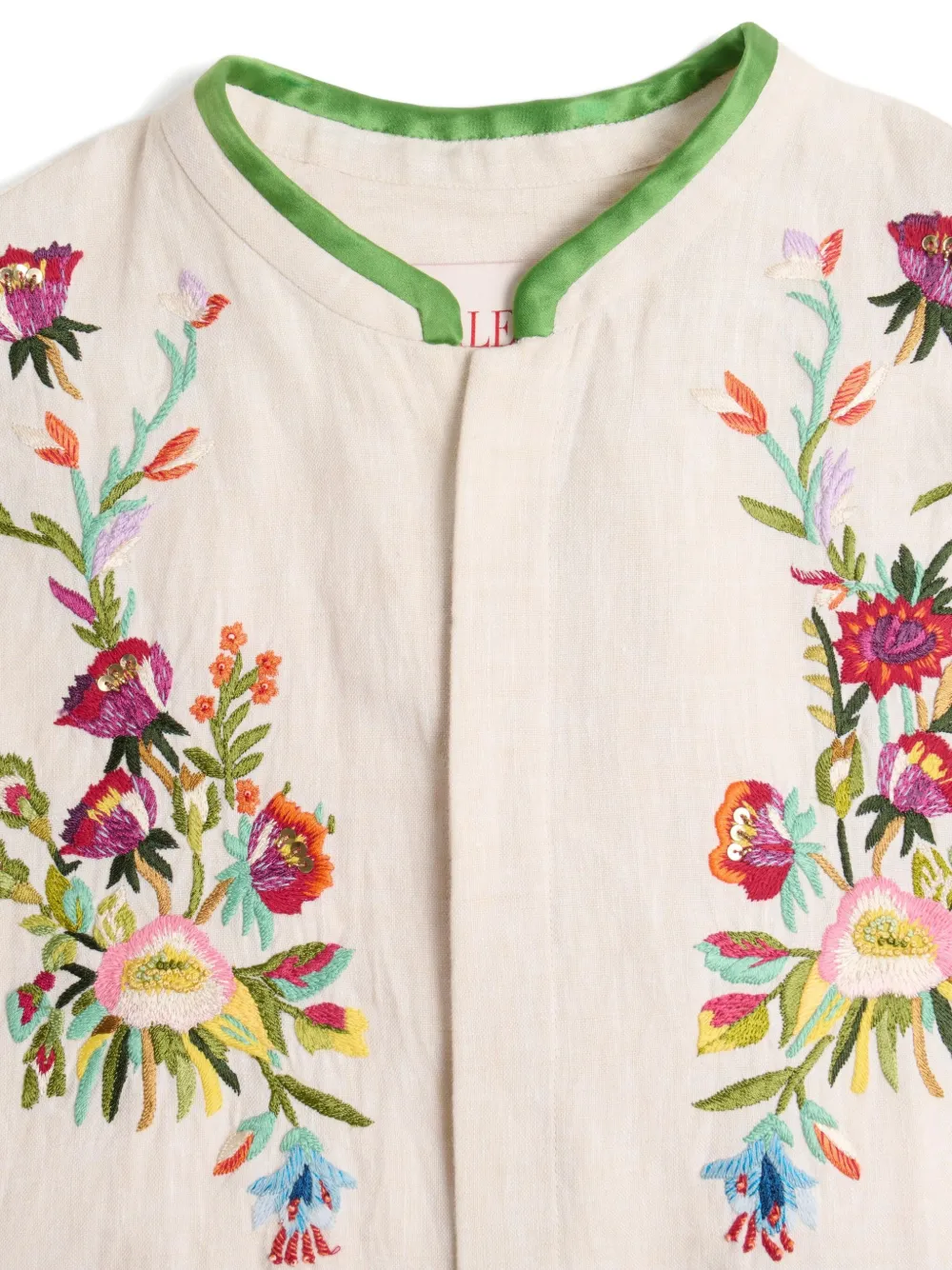 floral-embroidered linen shirt
