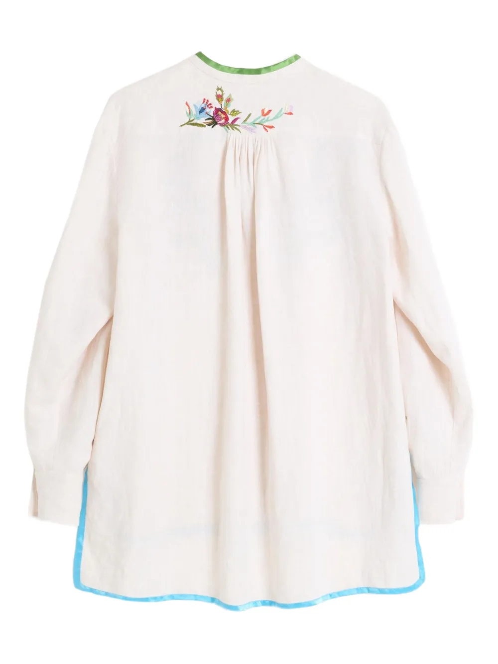 floral-embroidered linen shirt