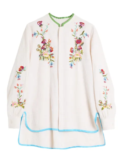 Valentino Garavani floral-embroidered linen shirt