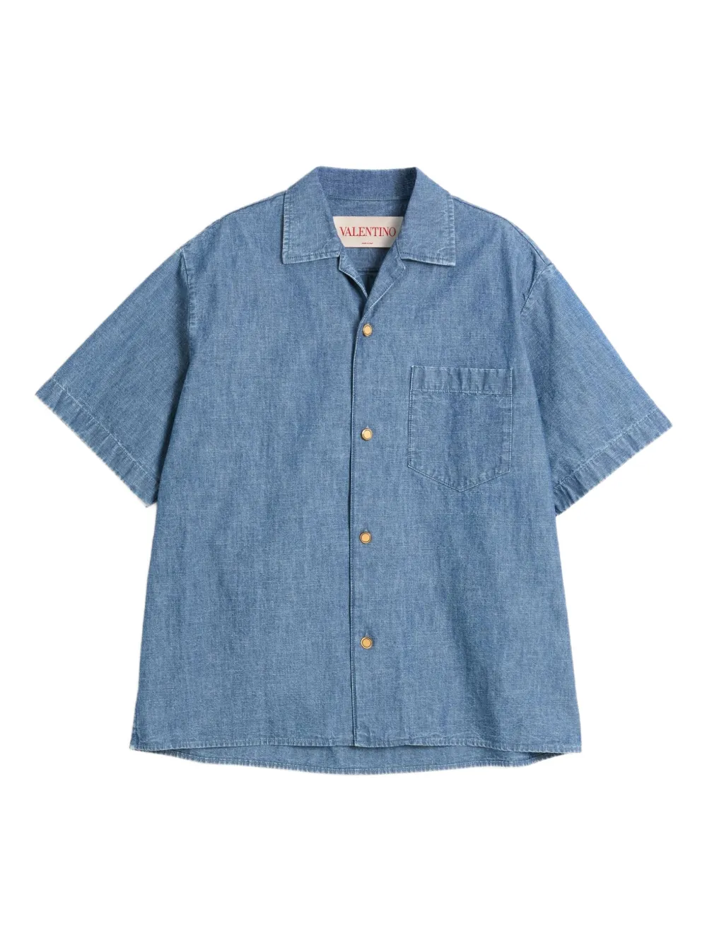 Valentino Garavani Denim bowlingshirt Blauw