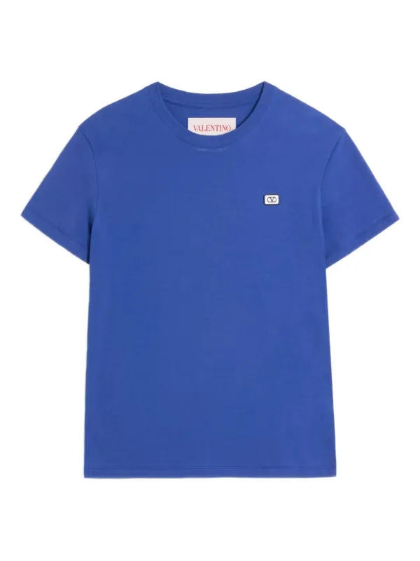 トップス VALENTINO front logo T-shirt Valentino Garavani VLogo-patch T-shirt | Blue | FARFETCH GE