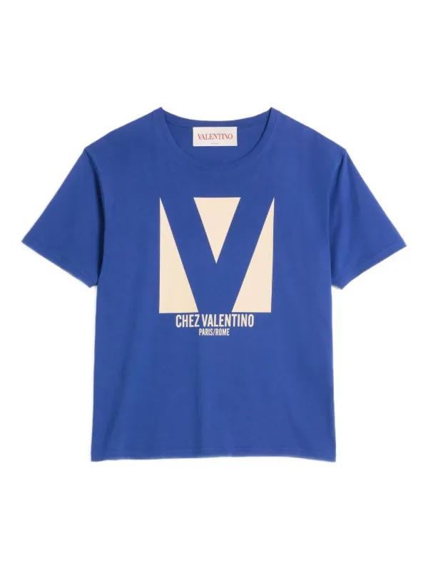 Valentino Garavani Chez-print T-shirt | Blue | FARFETCH SK