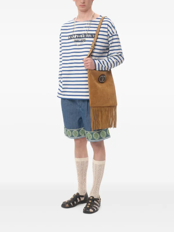 Valentino Garavani シェ ストライプ Tシャツ | ブルー