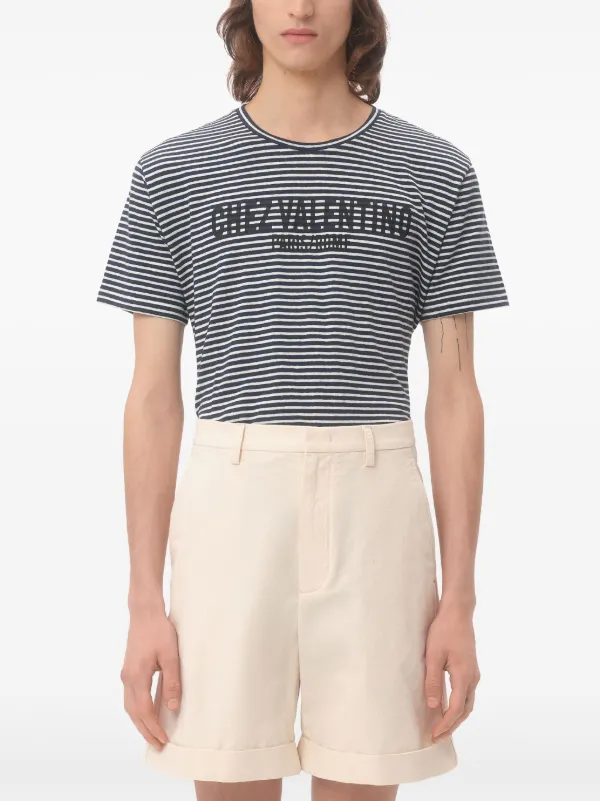 Valentino Garavani Chez-print Striped T-shirt | Black | FARFETCH