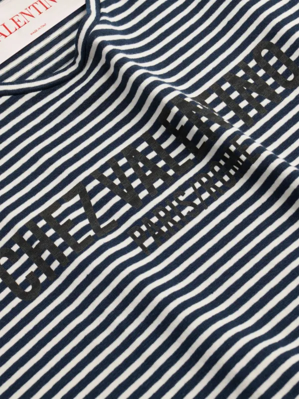 Valentino Garavani シェ ストライプ Tシャツ | ブラック