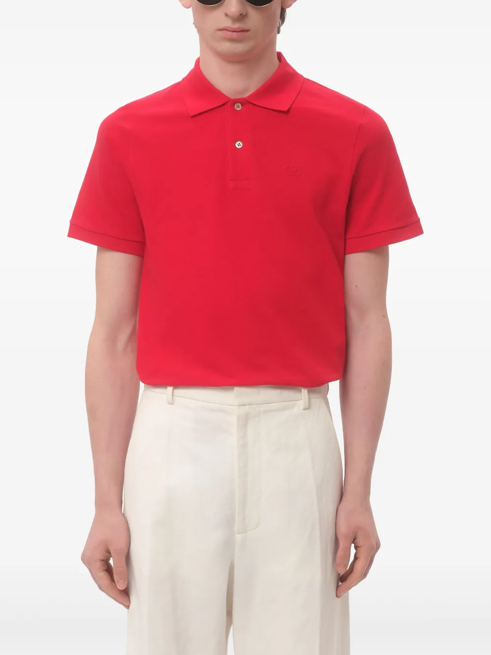 Valentino Garavani Poloshirt met geborduurd VLogo Rood