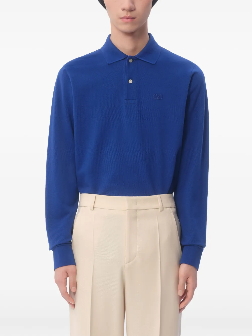 Valentino Garavani Poloshirt met geborduurd VLogo Blauw
