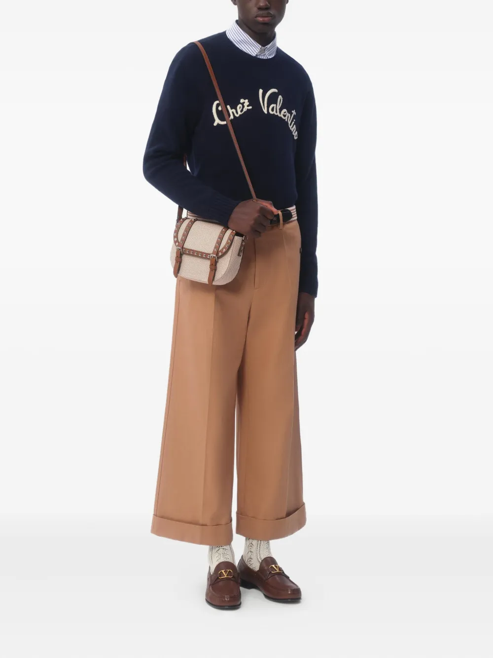 Chez-embroidered wool sweater