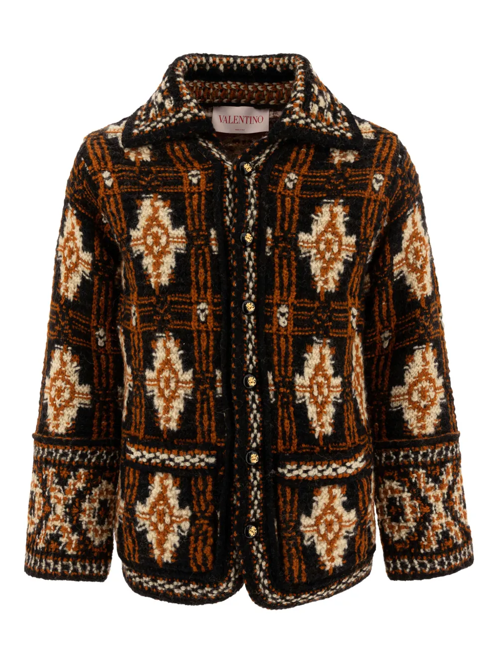 Valentino Garavani Wollen vest met geometrisch patroon Zwart