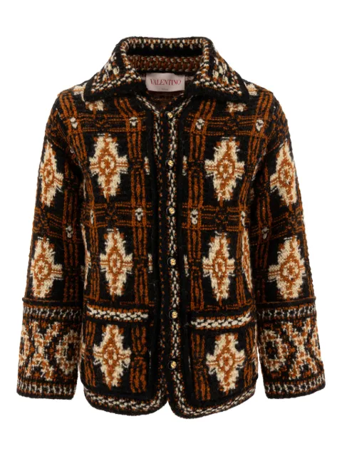 Valentino Garavani geometric-pattern wool cardigan