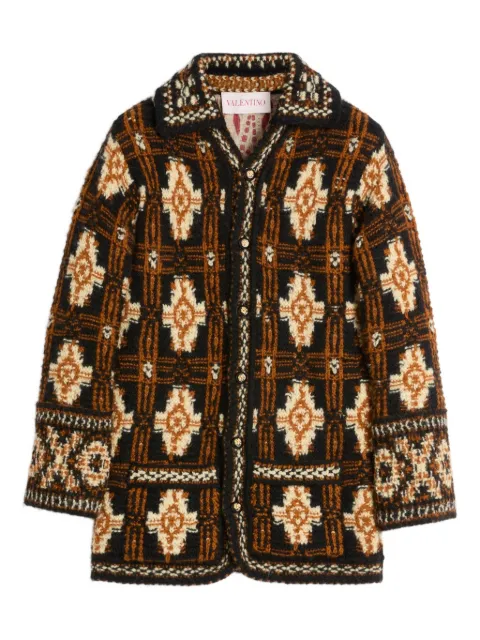 Valentino Garavani geometric-pattern wool cardigan