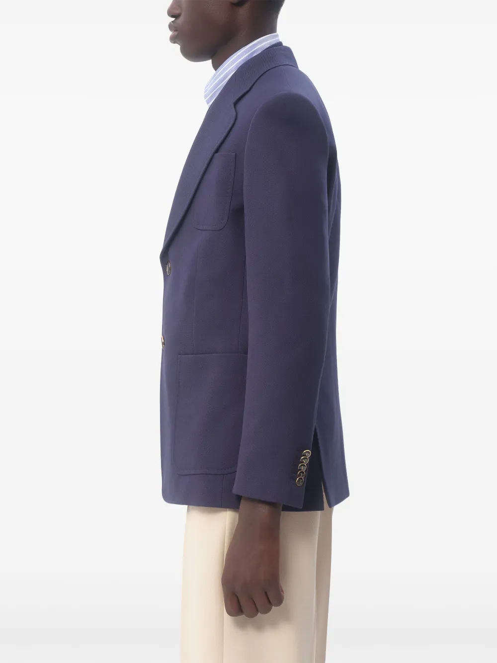 Valentino Garavani Gabardine jack met enkele rij knopen Blauw