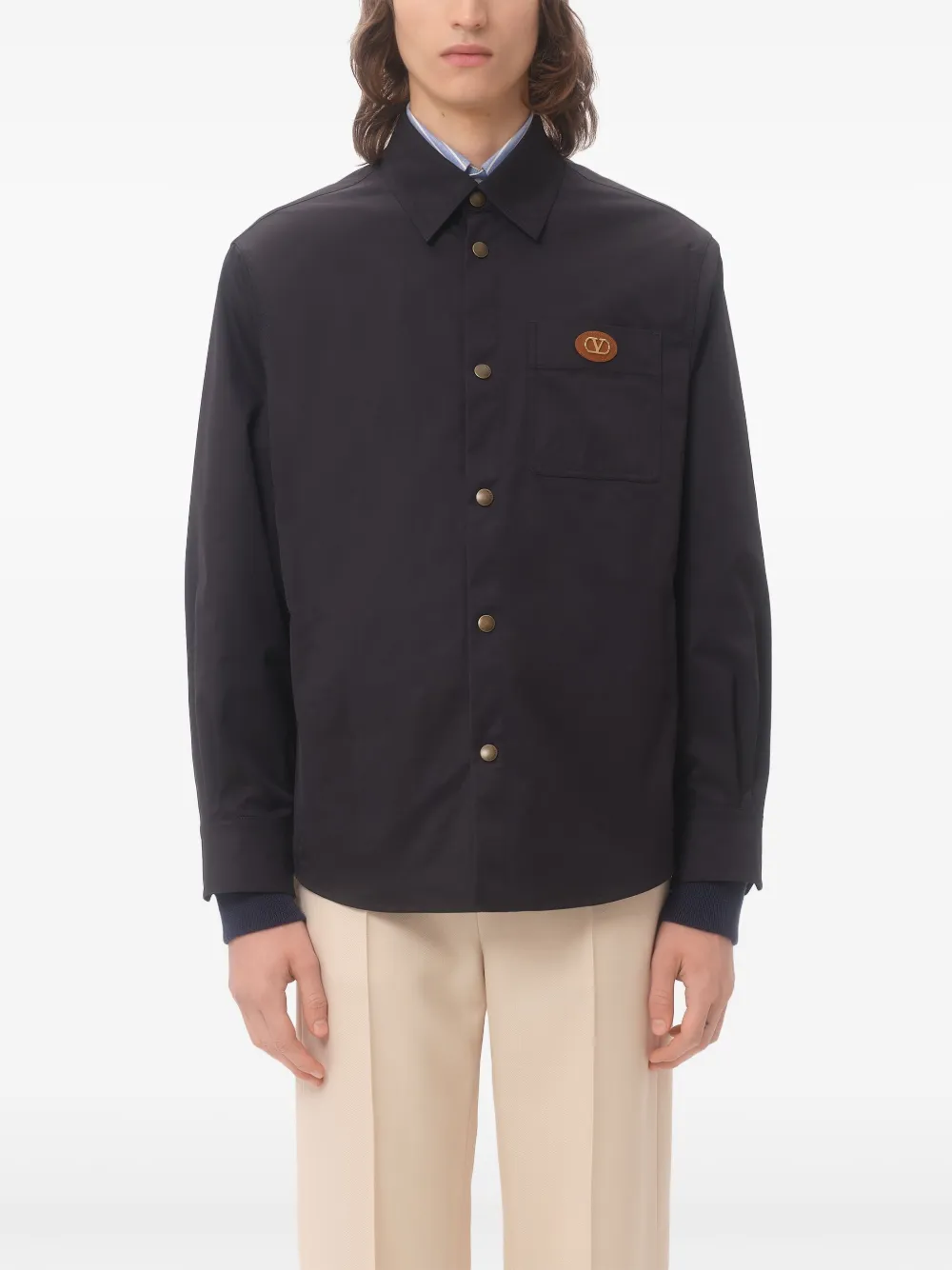 Valentino Garavani Shirtjack met V-detail Blauw