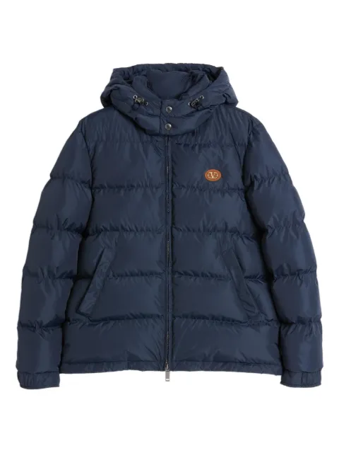 Valentino Garavani logo-patch hooded down jacket