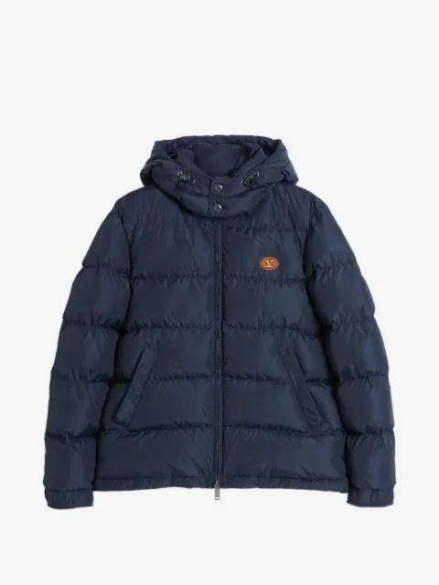 Valentino Garavani logo-patch hooded down jacket