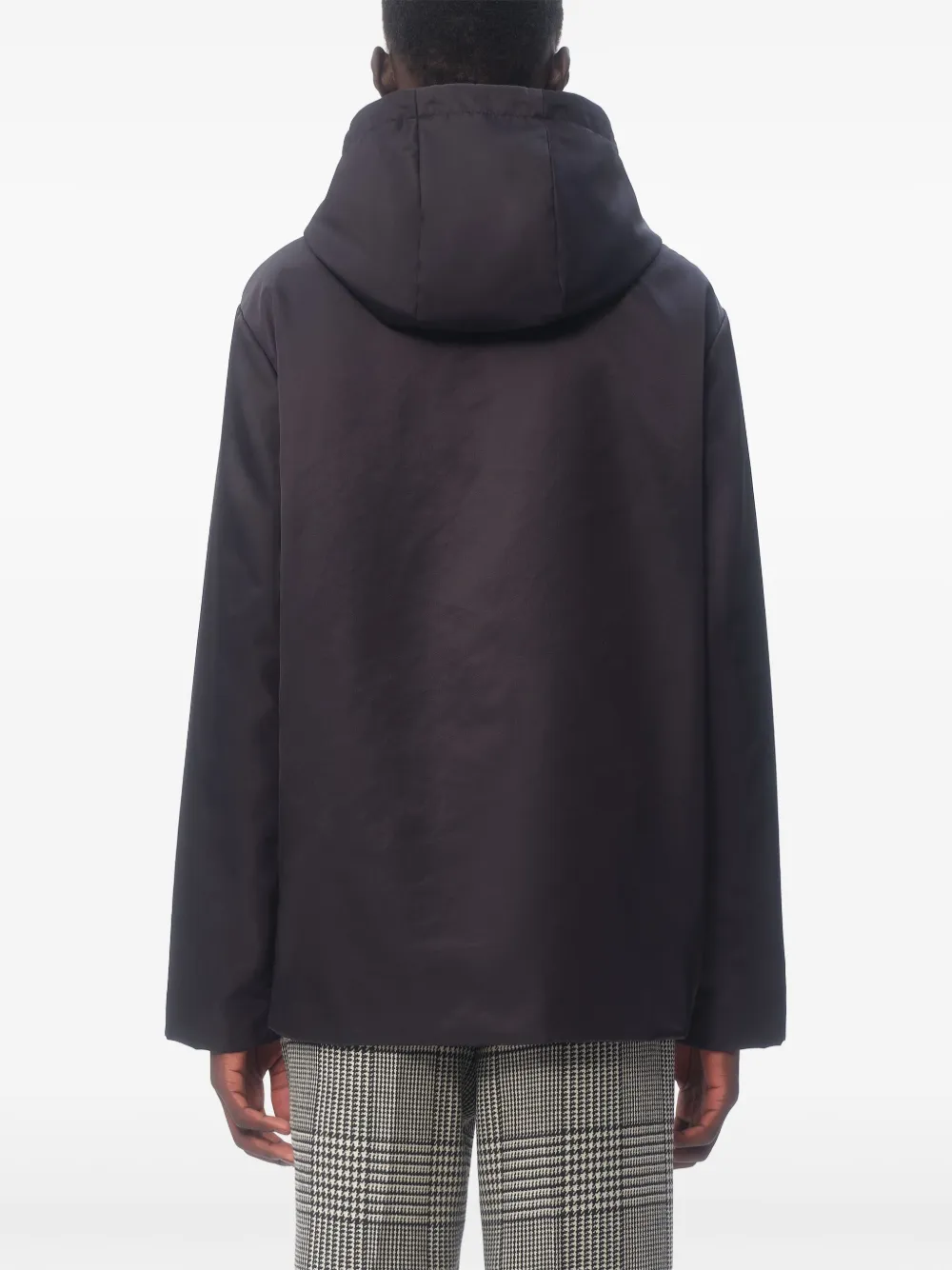 Shop Valentino Vlogo-patch Hooded Windbreaker In Black