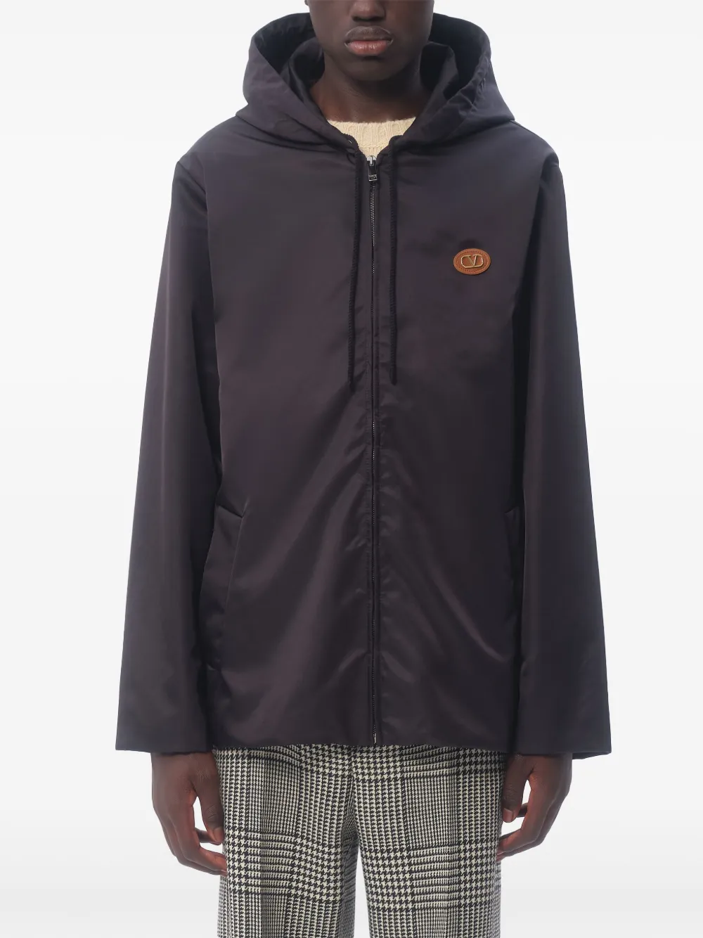 VALENTINO VLOGO-PATCH HOODED WINDBREAKER