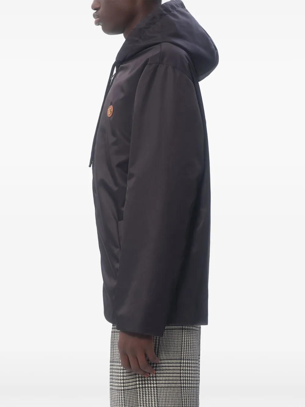 Shop Valentino Vlogo-patch Hooded Windbreaker In Black