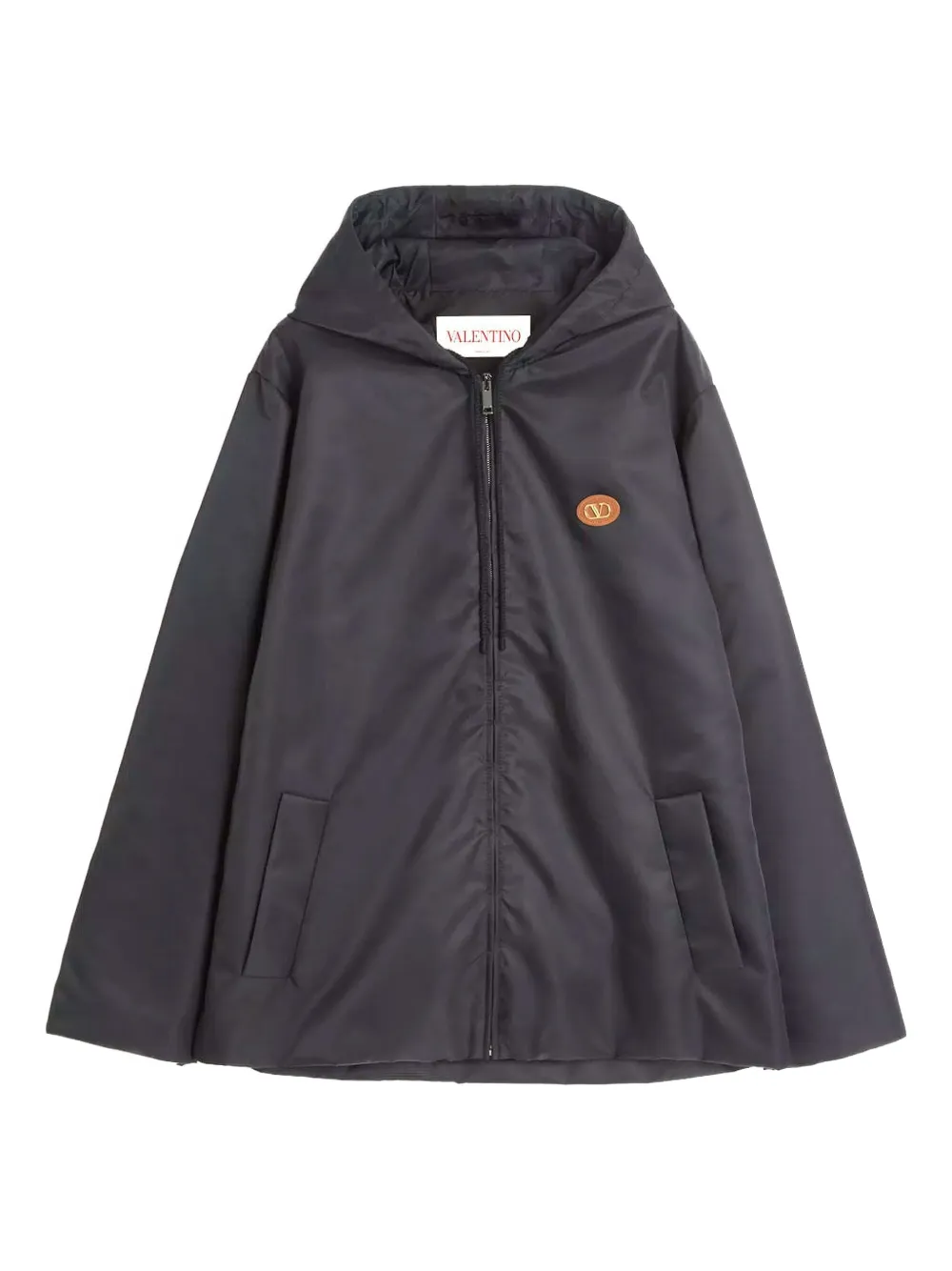 Valentino Garavani Windjack met capuchon en VLogo-patch Zwart