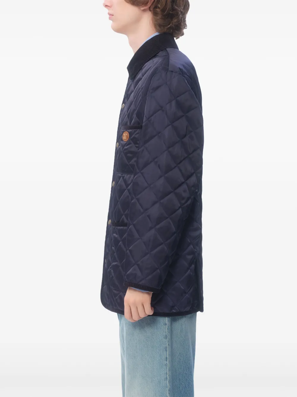 Valentino Garavani Windjack met capuchon en VLogo-patch Blauw