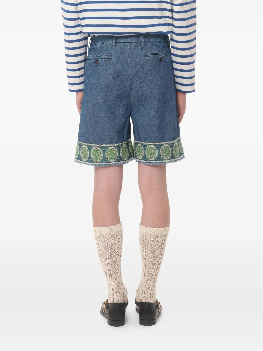 Valentino Garavani Denim bermuda shorts met jacquard afwerking Blauw