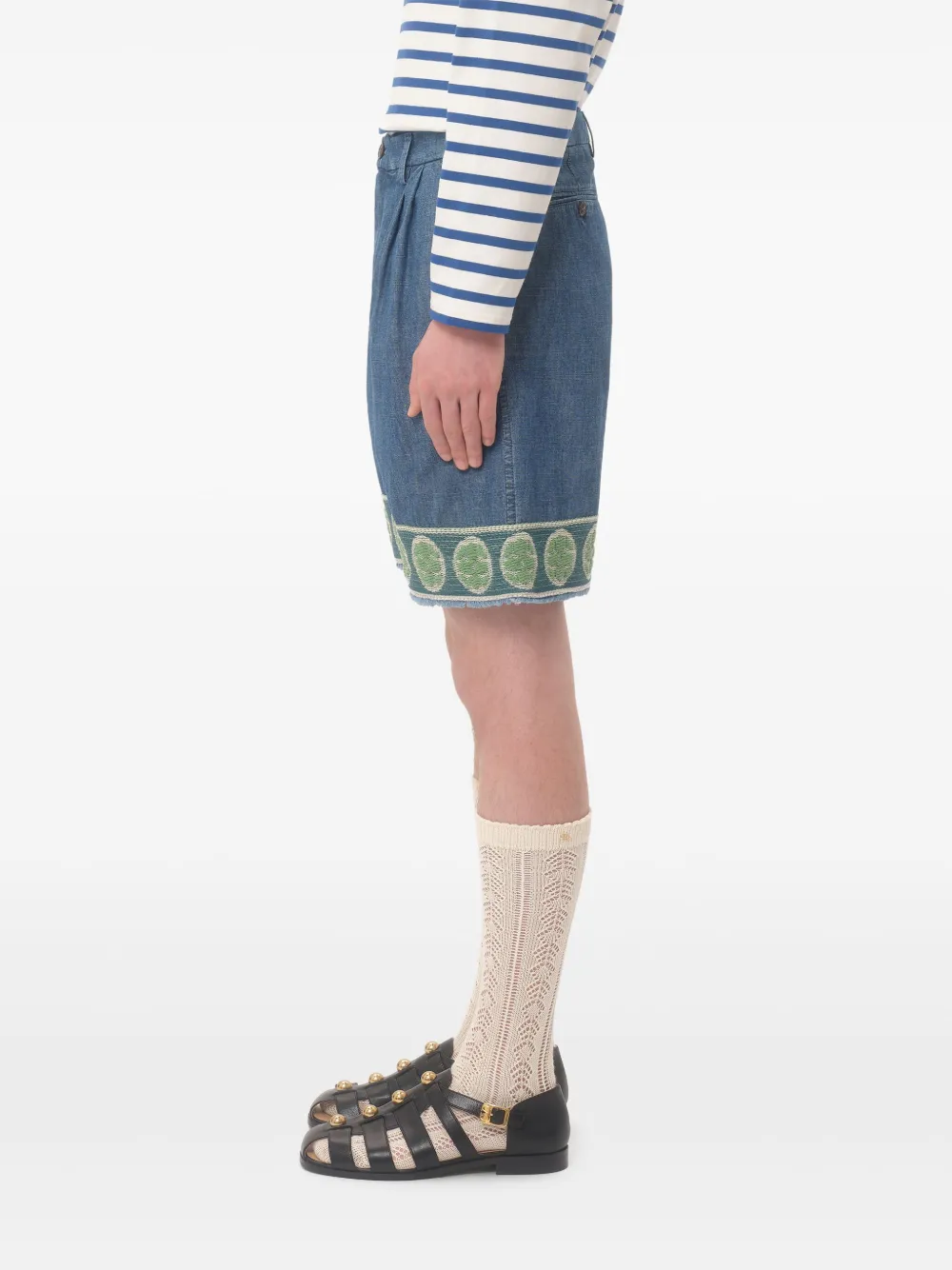 Valentino Garavani Denim bermuda shorts met jacquard afwerking Blauw
