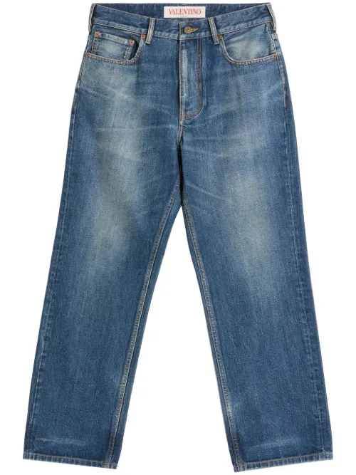 Jean droit à patch logo - Valentino Garavani - Modalova