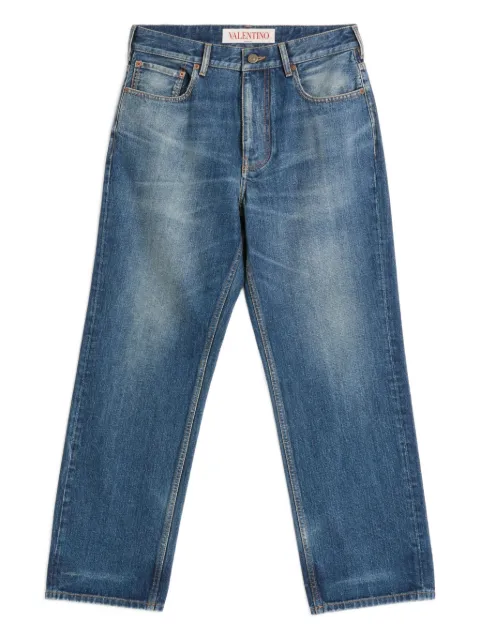Valentino Garavani logo-patch washed straight-leg jeans