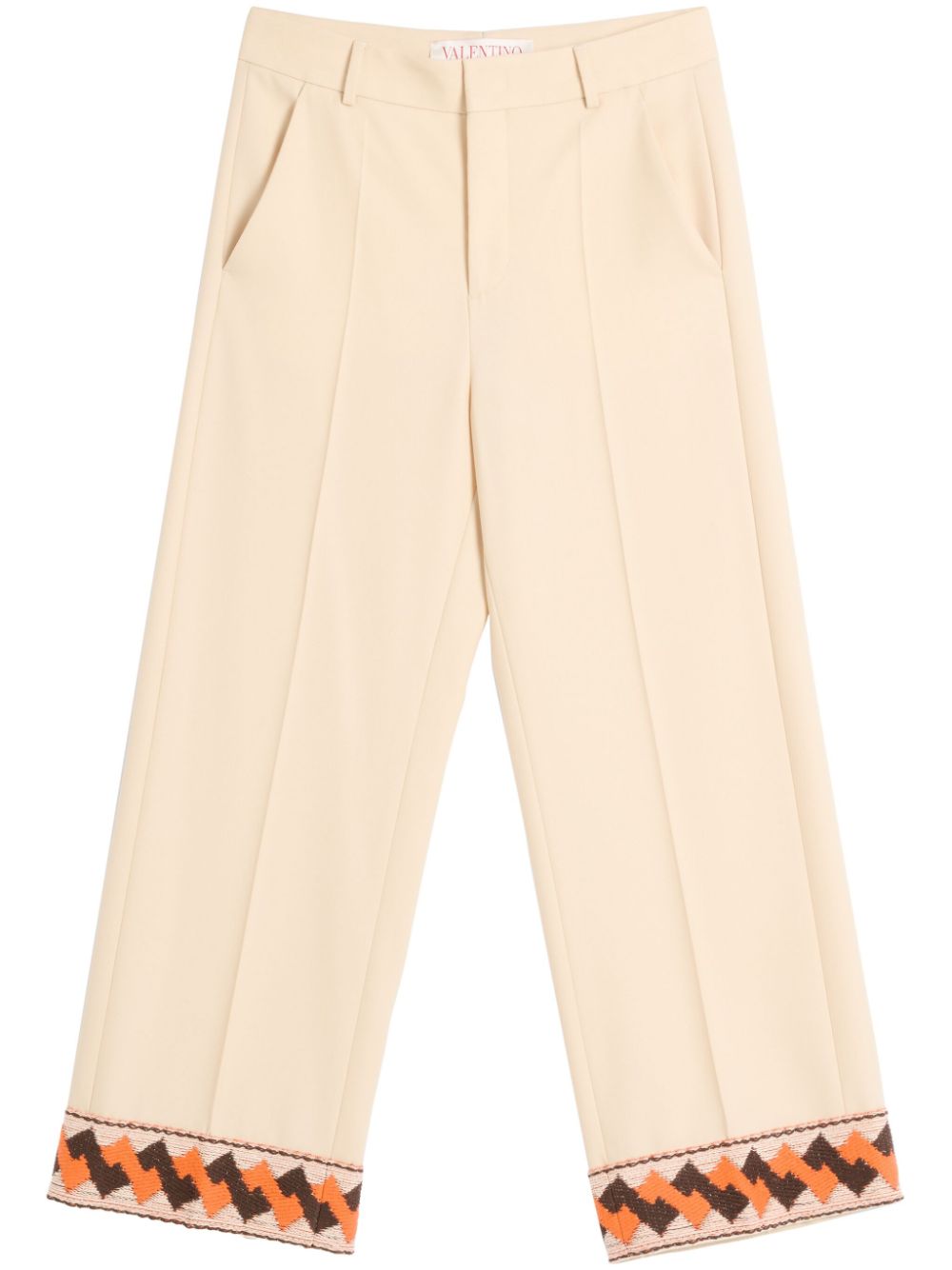 Valentino Garavani jacquard-hem wool trousers - Neutrals