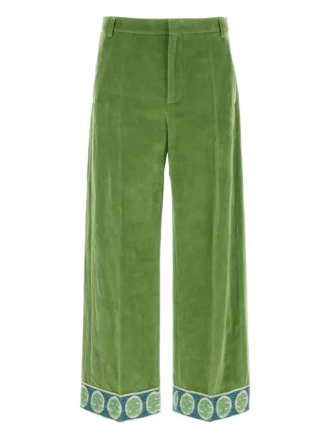 Valentino Garavani jacquard-hem velvet trousers