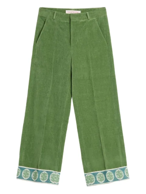 Valentino Garavani jacquard-hem velvet trousers