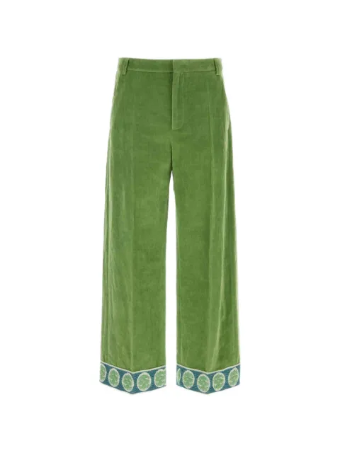 Valentino Garavani jacquard-hem velvet trousers