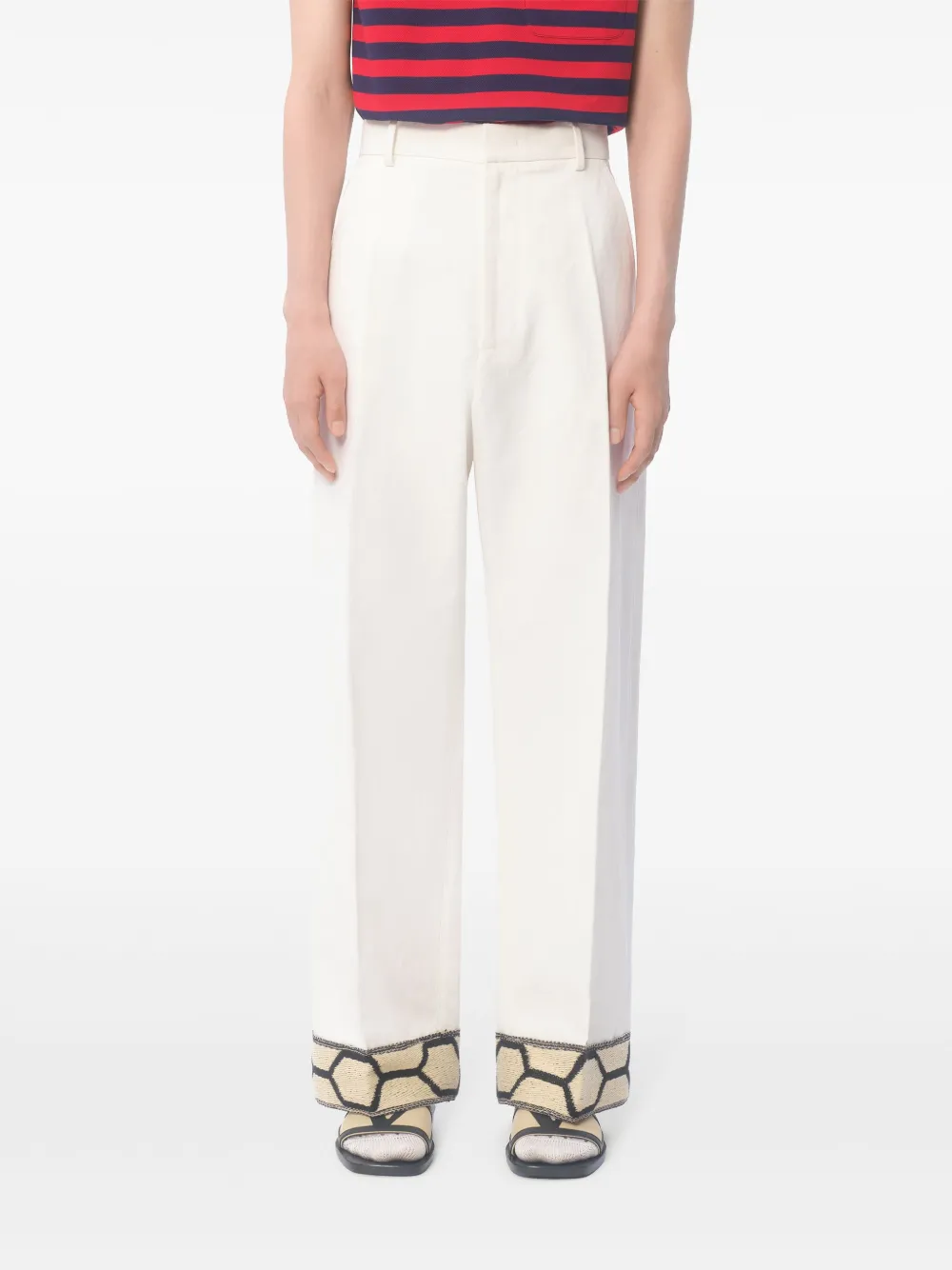 Valentino Garavani Straight broek met jacquard afwerking Wit