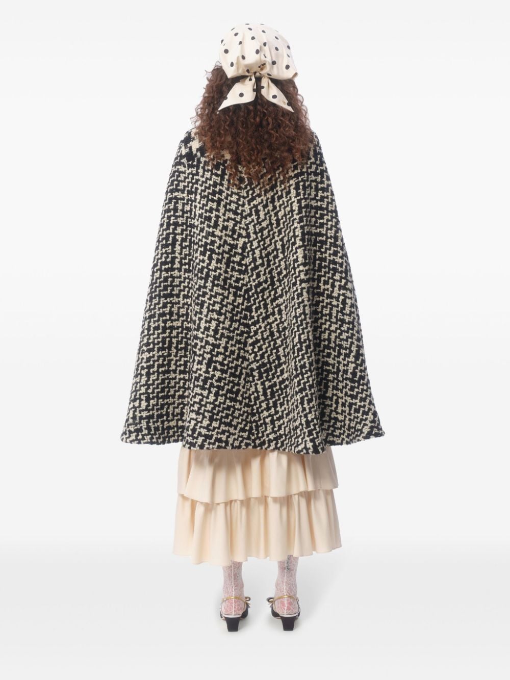 Shop Valentino Houndstooth-pattern Cape In Black