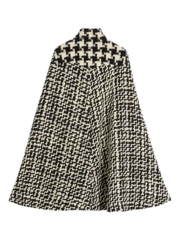 希少 80s VALENTINO GARAVANI ウール ポンチョ N2393 Valentino Garavani Houndstooth Tweed Cape | Black | FARFETCH