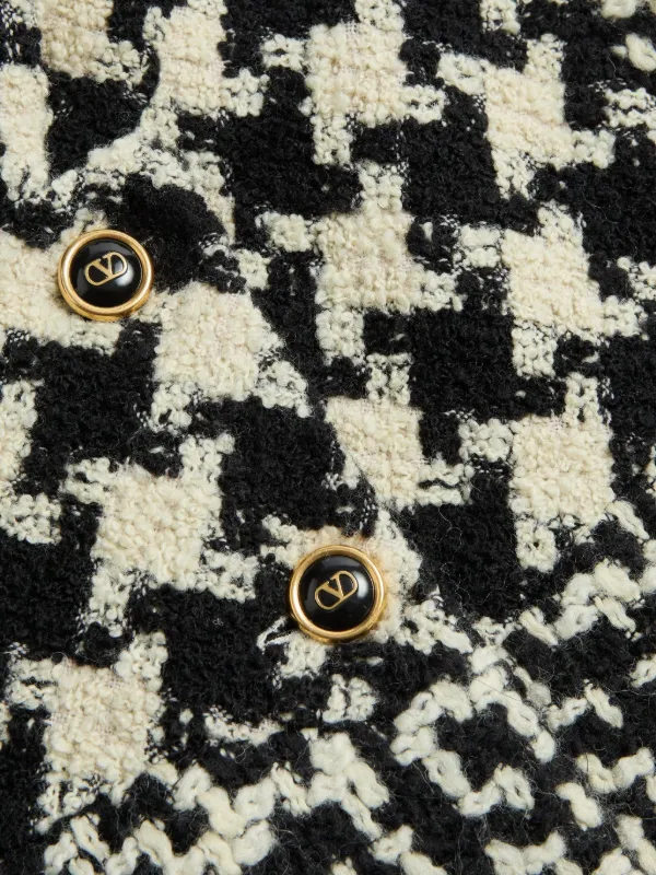 Valentino Garavani Houndstooth Tweed Cape | Black | FARFETCH