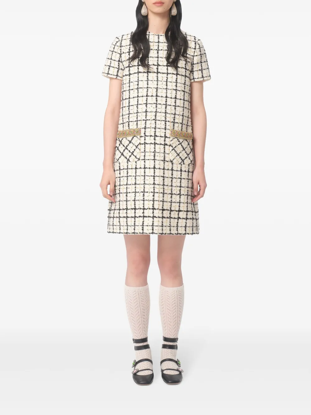 Valentino Garavani Tweed mini-jurk Beige