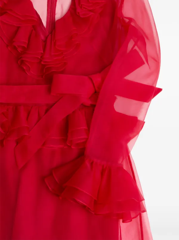 Valentino Garavani オーガンザ ドレス | レッド | FARFETCH JP