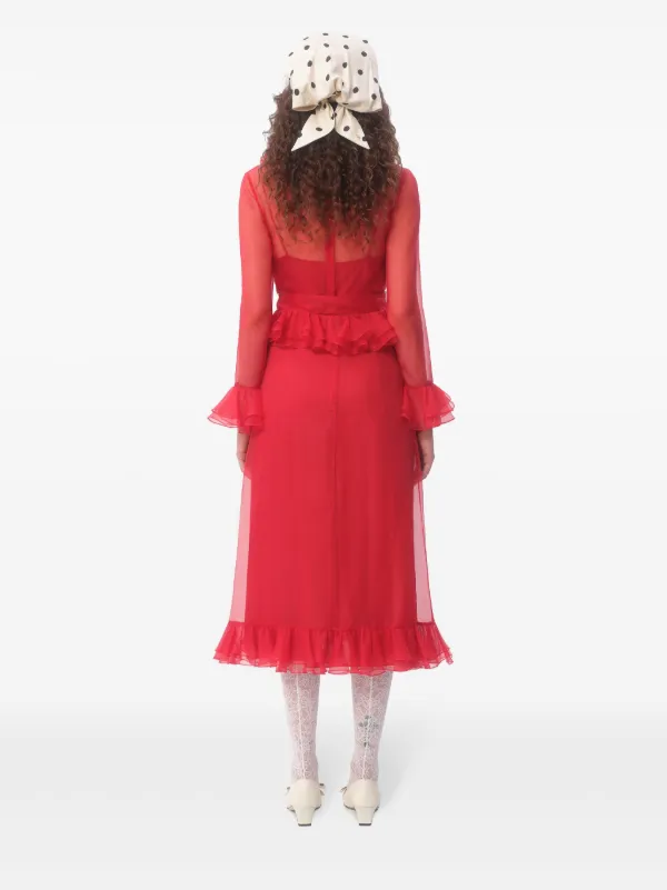 red valentino organza dress Valentino Garavani Organza Midi Dress | Red