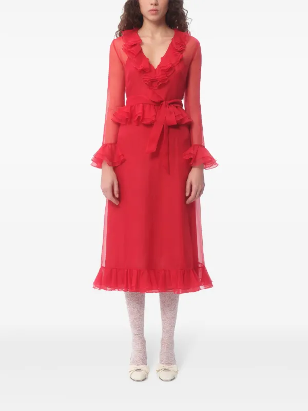 knee length dresses for ladies WH Plan Bridal Sheath Long Sleeved Shimmering Organza Midi Dress