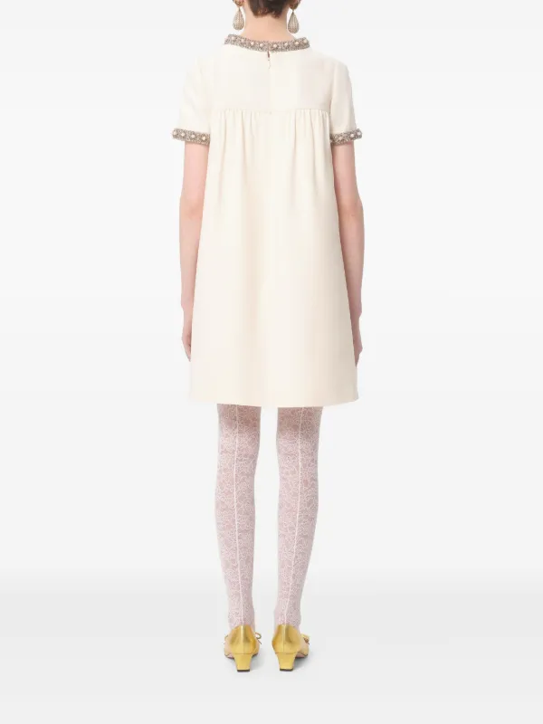 Valentino Garavani Crepe Couture Embroidered Mini Dress